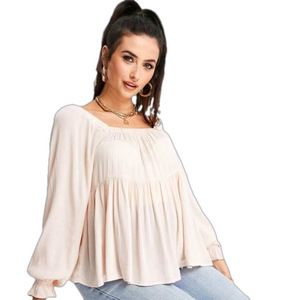 ASOS DESIGN Maternity square neck crinkle smock top in blush